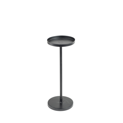 Świecznik metalowy na nodze czarny 22 x 8,3 cm