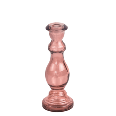 Świecznik ze szkła z recyklingu róż 20 x 7,5 cm