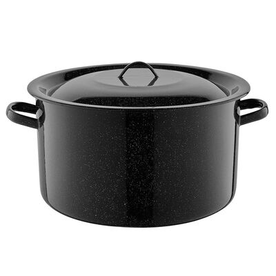 Garnek emaliowany gładki z pokrywką 32 cm 15 l czarny