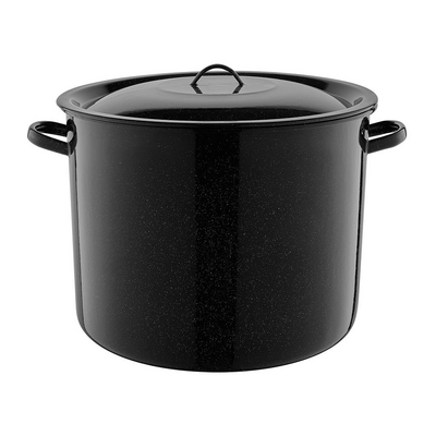 Garnek emaliowany gładki z pokrywką 32 cm 20 l czarny