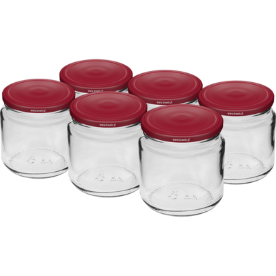 Słoik 212 ml Ø66 z zakrętką bordo 6 sztuk