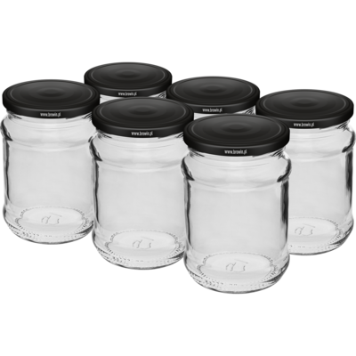 Słoik 250 ml Ø66 zakrętka czarna 6 sztuk