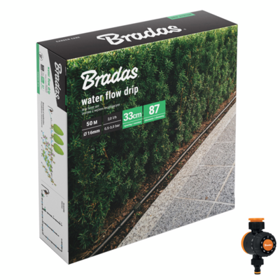 Zestaw z wężem kroplującym Water Flow Drip - 50 m z zegarem przepływu wody color box