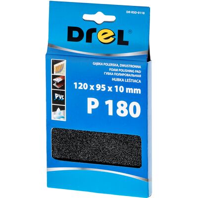 Gąbka polerska dwustronna 120 x 95 x 10 mm P180 Drel