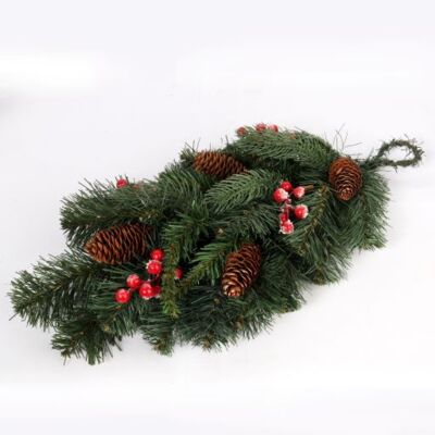 Stroik do zawieszenia z szyszkami jarzębiną i gałązkami gumowanymi 40 x 22 cm