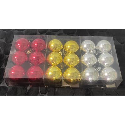 Zestaw 6 bombek plastikowych gładkich 6 cm mix