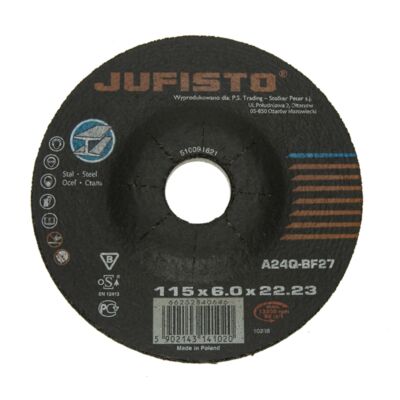 Tarcza do szlifowania 115 x 6 x 22,2 mm, stal Jufisto