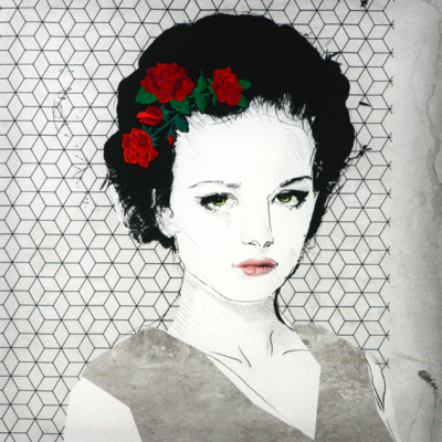 Obraz haftowany Kobieta 56 x 56 cm