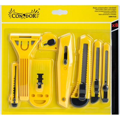 Nóż do tapet i skrobaki plastikowe, zestaw: 8 sztuk Condor