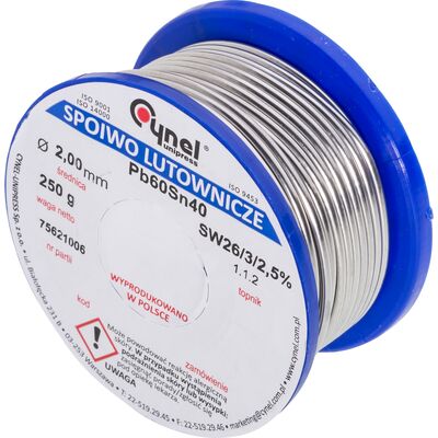 Spoiwo lutownicze 0,25 kg na szpulce 2 mm 40% Cynel
