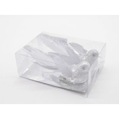 Ptaszek z klipsem 2 sztuki 12 cm srebrny