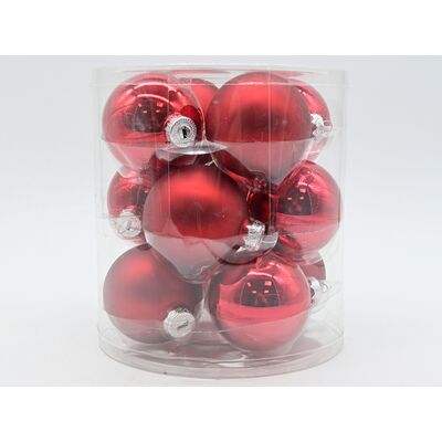 Bombki szkło 12 sztuk 6 cm czerwone