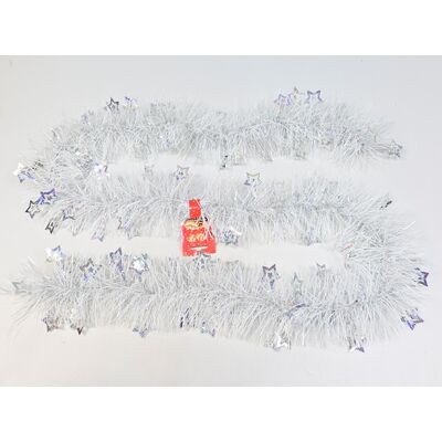 Łańcuch choinkowy 13 cm x 2 m biało-srebrny