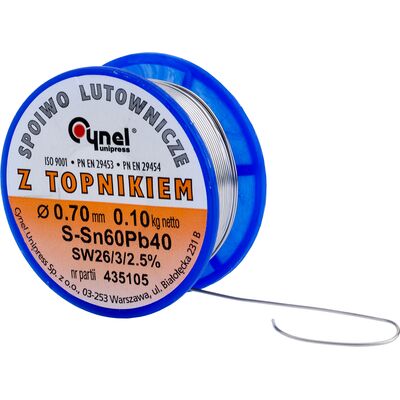 Spoiwo lutownicze z topnikiem 60% 0,7 mm szpulka 0,25 kg Sn60Pb40 Cynel