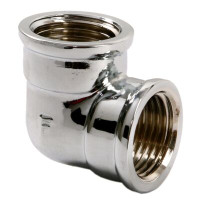 Kolanko mosiężne 3/8" nakrętno-nakrętne chrom