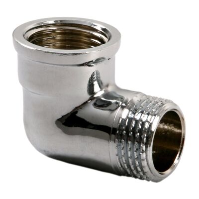 Kolanko mosiężne 1/2" nakrętno-wkrętne chrom