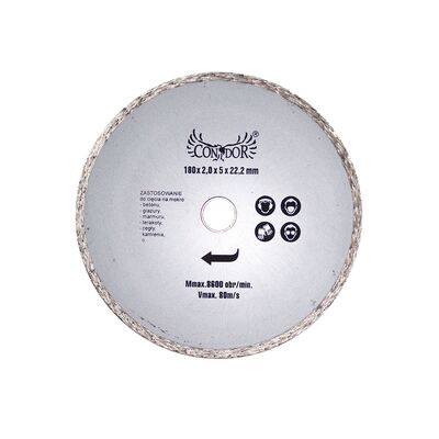 Tarcza diamentowa pełna do cięcia na mokro 180 x 22,2 mm Condor