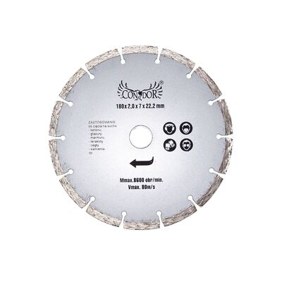 Tarcza diamentowa segmentowa do cięcia na sucho 180 x 22,2 mm Condor