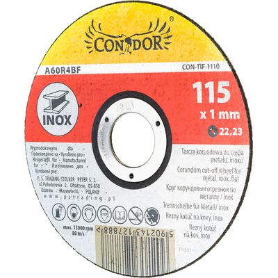 Tarcza korundowa do cięcia metalu inox 115 x 1 mm Condor