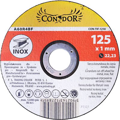 Tarcza korundowa do cięcia metalu inox 125 x 1 mm Condor