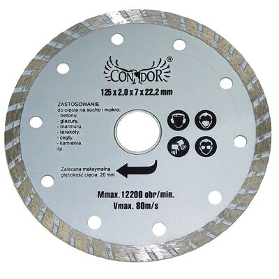 Tarcza diamentowa do cięcia na sucho TURBO 125 mm Condor