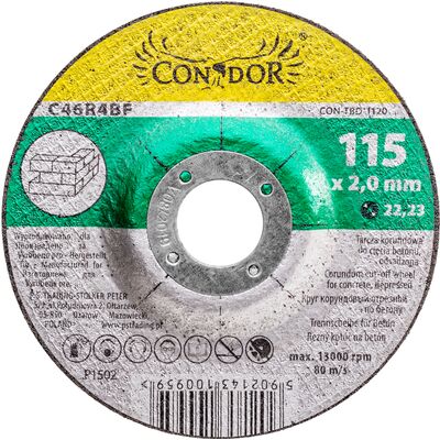 Tarcza korundowa do cięcia betonu 115 x 3 mm Condor