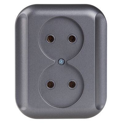 Gniazdo  podwójne 2x2p 16A, 250V TOPAZ antracyt