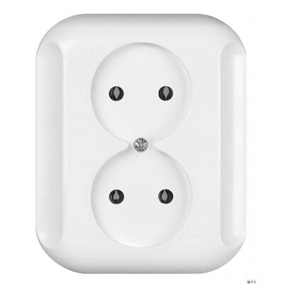 Gniazdo  podwójne 2x2p 16A, 250V TOPAZ biały