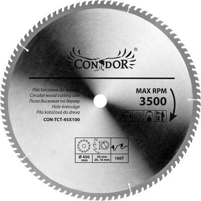 Piła tarczowa do drewna 450 mm x 100 T Condor