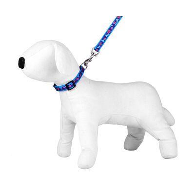 Komplet smycz obroża fioletowe serce kość 2,0 cm S143