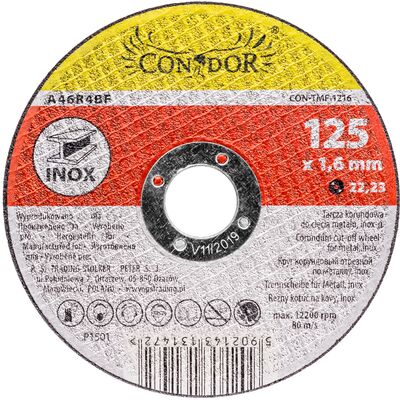 Tarcza korundowa do cięcia metalu inox 125 x 1,6 mm Condor