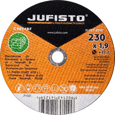 Tarcza do cięcia 230 x 1,9 x 22,2 mm beton Jufisto