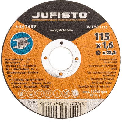 Tarcza do cięcia 115 x 1,6 x 22,2 mm stal Jufisto