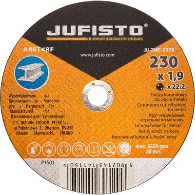 Tarcza do cięcia 230 x 1,9 x 22,2 mm stal Jufisto