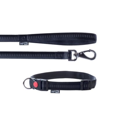 Smycz + obroża Soft Style czarny odblask XL 2,5 cm