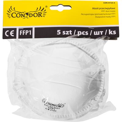 Maska przeciwpyłowa FFP1, zestaw: 5 sztuk Condor