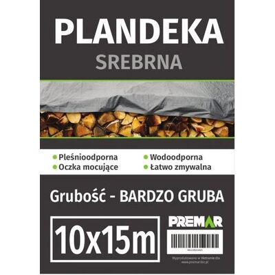 Plandeka 10 x 15 m srebrna