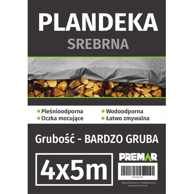 Plandeka 4 x 5 m srebrna PL