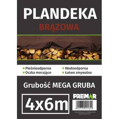 Plandeka 4 x 6 m brązowa