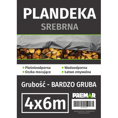 Plandeka 4 x 6 m srebrna