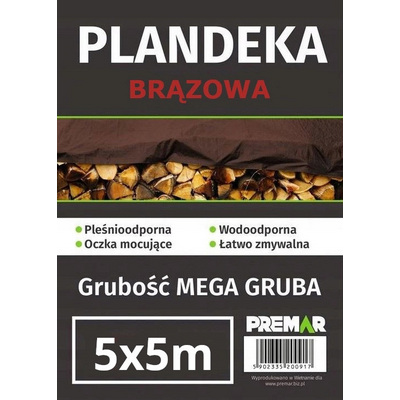 Plandeka 5 x 5 m brązowa