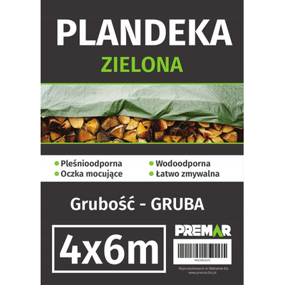 Plandeka 4 x 6 m gruba zielona