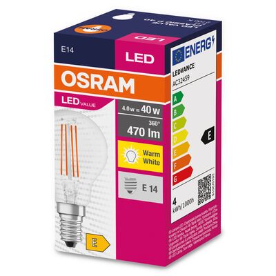 Żarówka LED VALUE CL P FIL 40 non-dim 4 W/827 E14