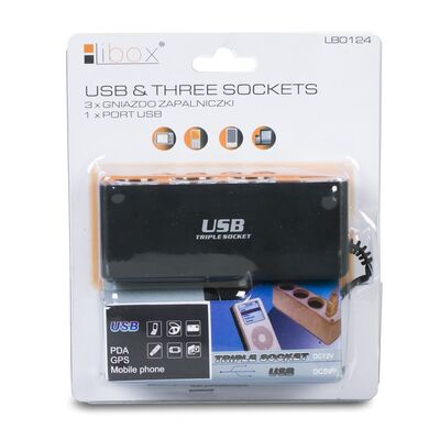 Rozgałęźnik gniazda zapalniczki samochodowej - 3 gniazda + USB LB0124 LIBOX