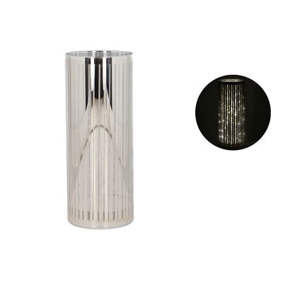 Lampion LED 8 x 20 cm srebrny