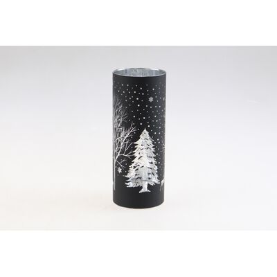 Świecznik szklany LED 8 x 20 cm czarny