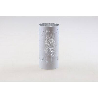 Świecznik szklany LED 7 x 15 cm srebrny
