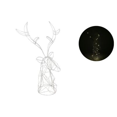 Dekoracja 20 LED Głowa renifera srebrna