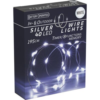 Łańcuszek 40 micro LED 195 cm zimne białe