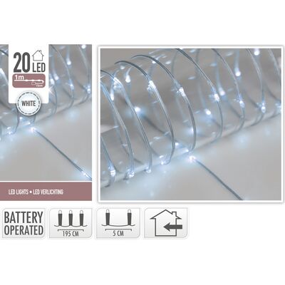Łańcuch świetlny 20 LED 95 cm zimne białe